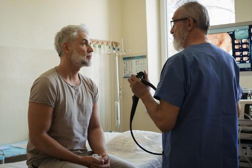 Heroimage0316622001782255612 Gastroenterologist explaining colonoscopy results to a patient during a consultation